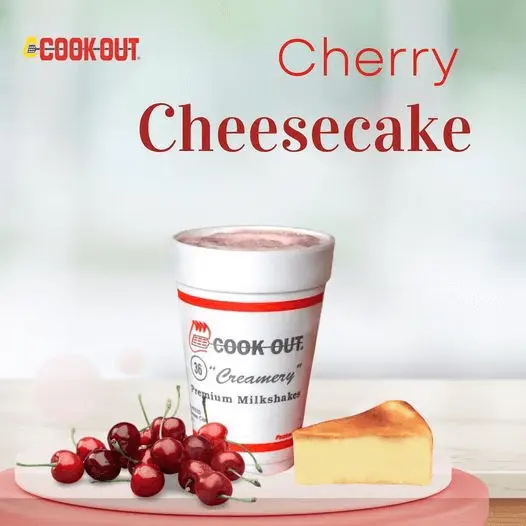 Cookout Milkshakes menu with Prices 6 Cherry Cheesecake