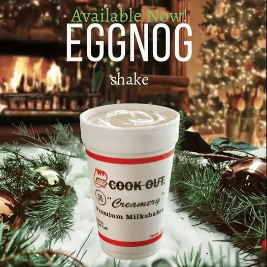 Cookout Milkshakes menu with Prices 24 Fresh Eggnog Milkshake