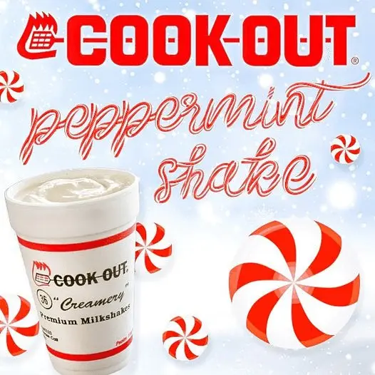 Cookout Milkshakes menu with Prices 25 Peppermint Chip Milkshake