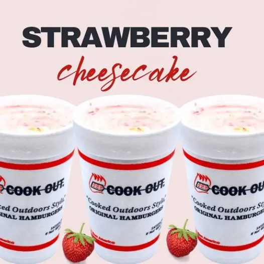 Cookout Milkshakes menu with Prices 5 Strawberry Cheesecake